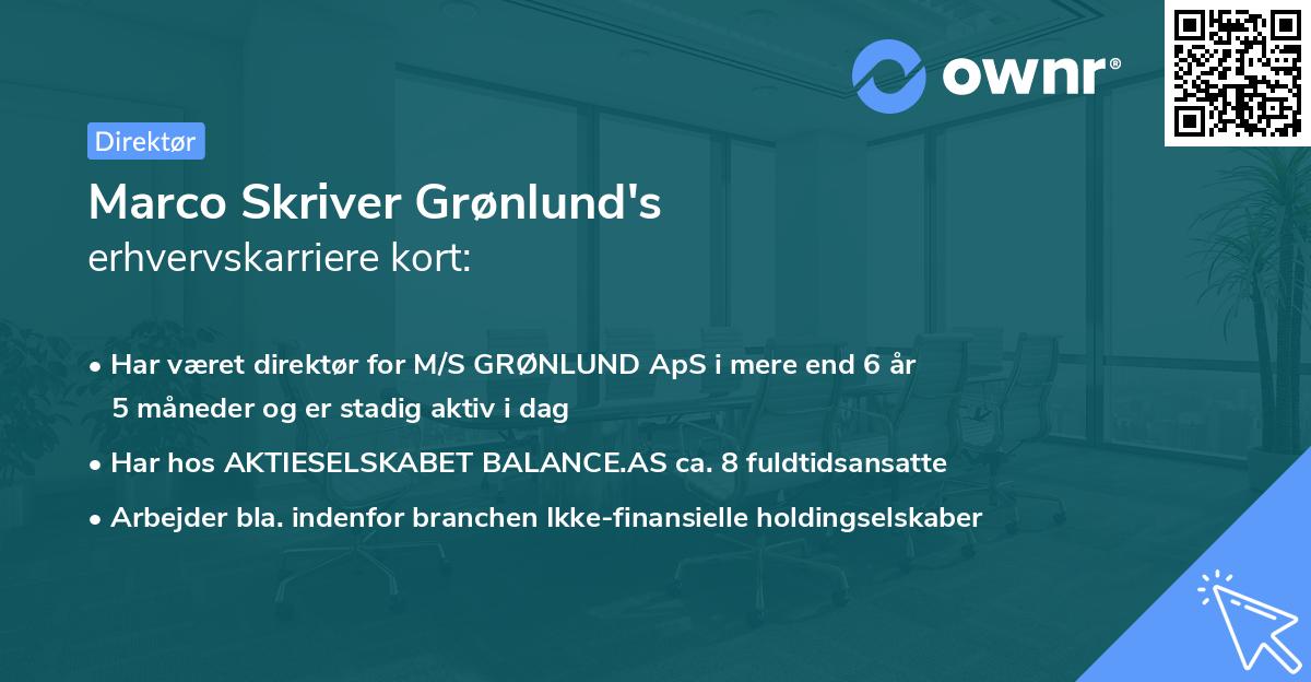 Marco Skriver Grønlund's erhvervskarriere kort