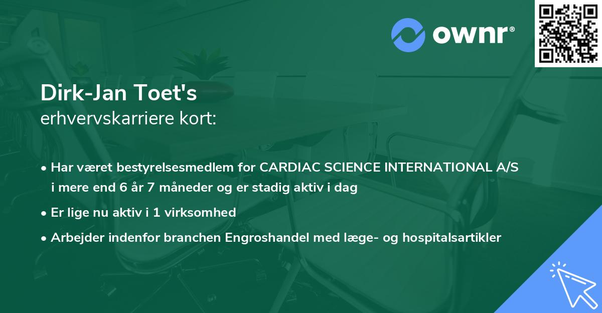 Dirk-Jan Toet's erhvervskarriere kort