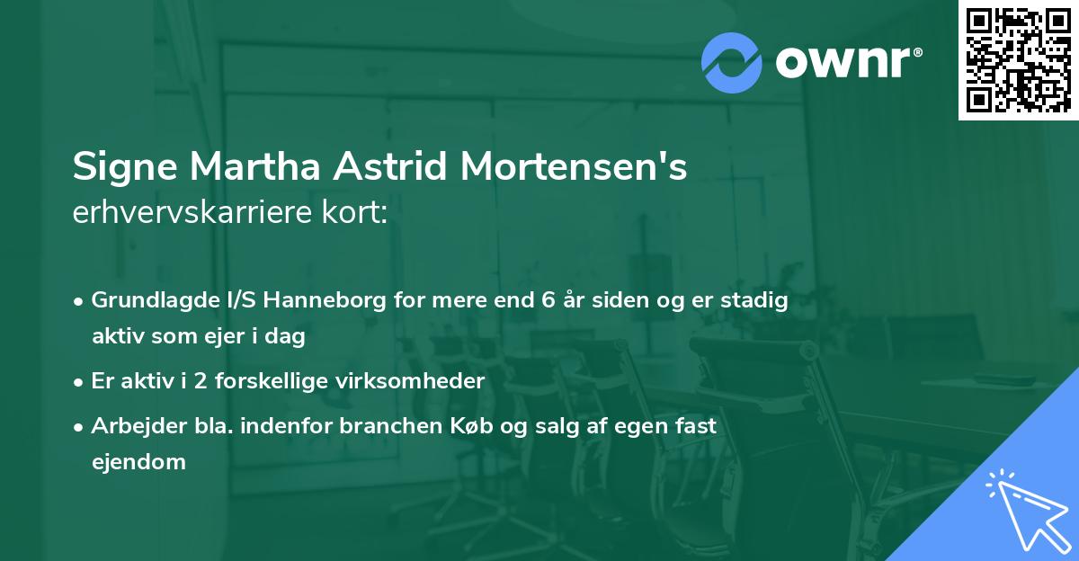 Signe Martha Astrid Mortensen's erhvervskarriere kort