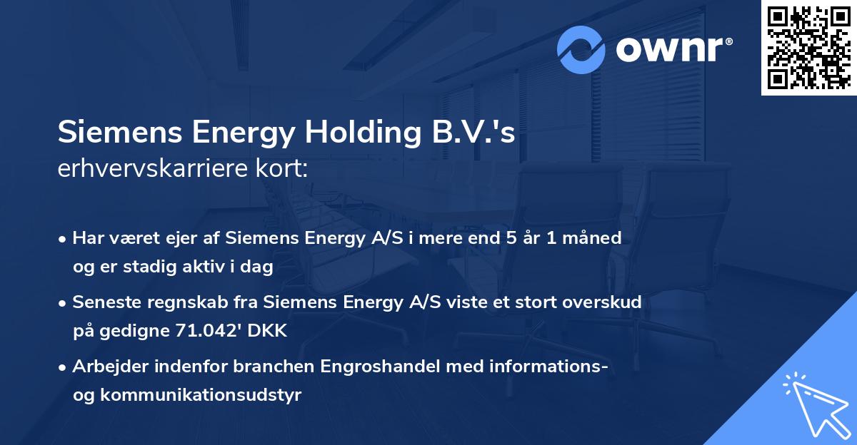 Siemens Energy Holding B.V.'s erhvervskarriere kort