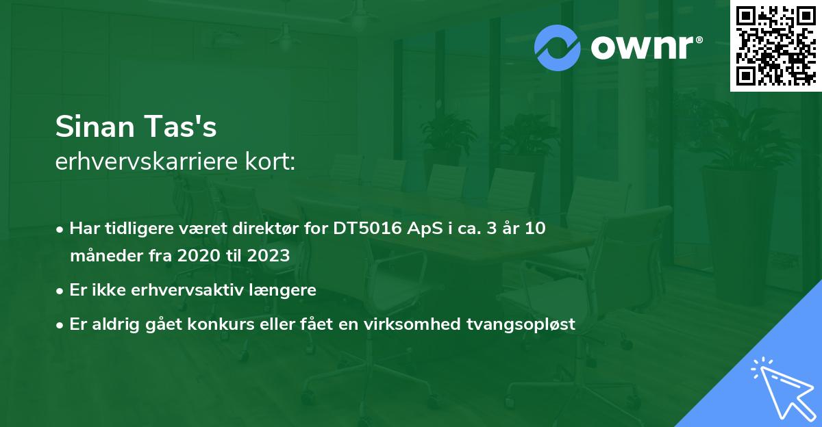 Sinan Tas's erhvervskarriere kort