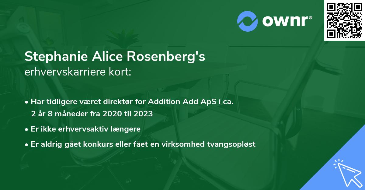 Stephanie Alice Rosenberg's erhvervskarriere kort