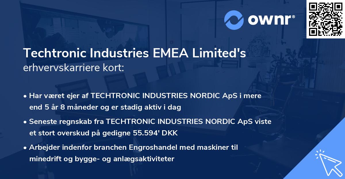 Techtronic Industries EMEA Limited's erhvervskarriere kort