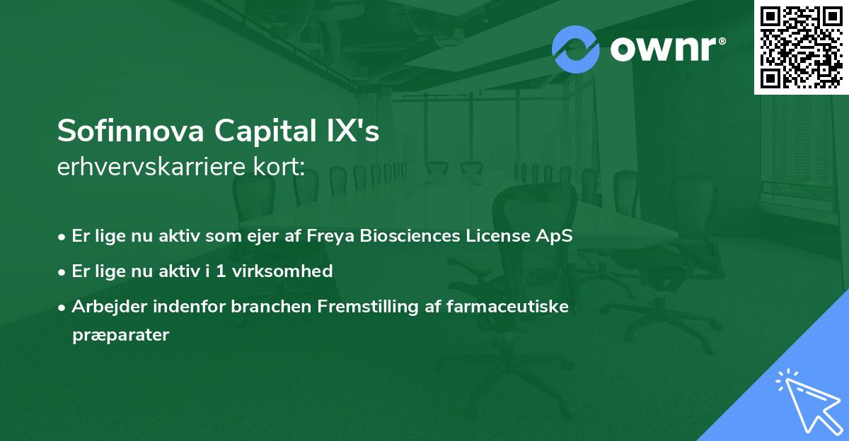 Sofinnova Capital IX's erhvervskarriere kort