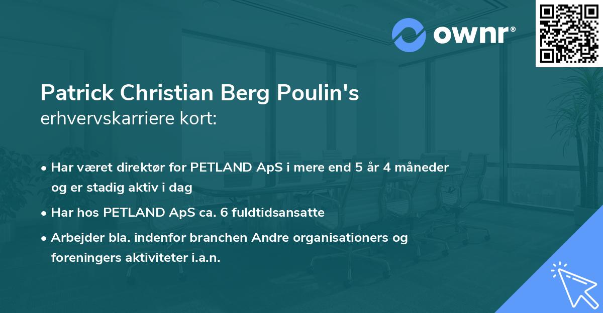 Patrick Christian Berg Poulin's erhvervskarriere kort