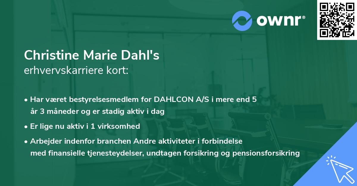 Christine Marie Dahl's erhvervskarriere kort
