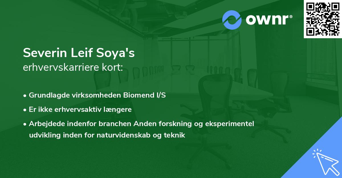 Severin Leif Soya's erhvervskarriere kort