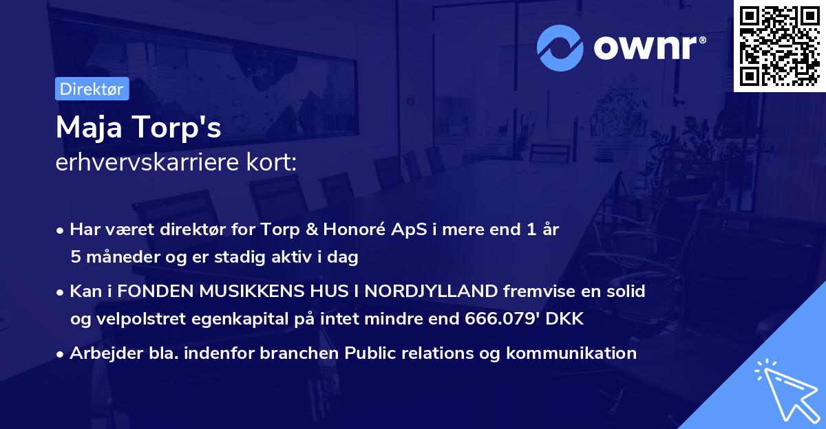 Maja Torp's erhvervskarriere kort