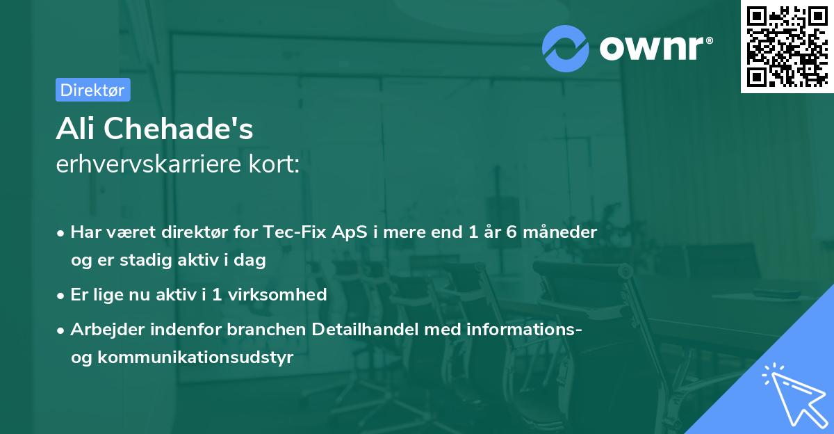 Ali Chehade's erhvervskarriere kort