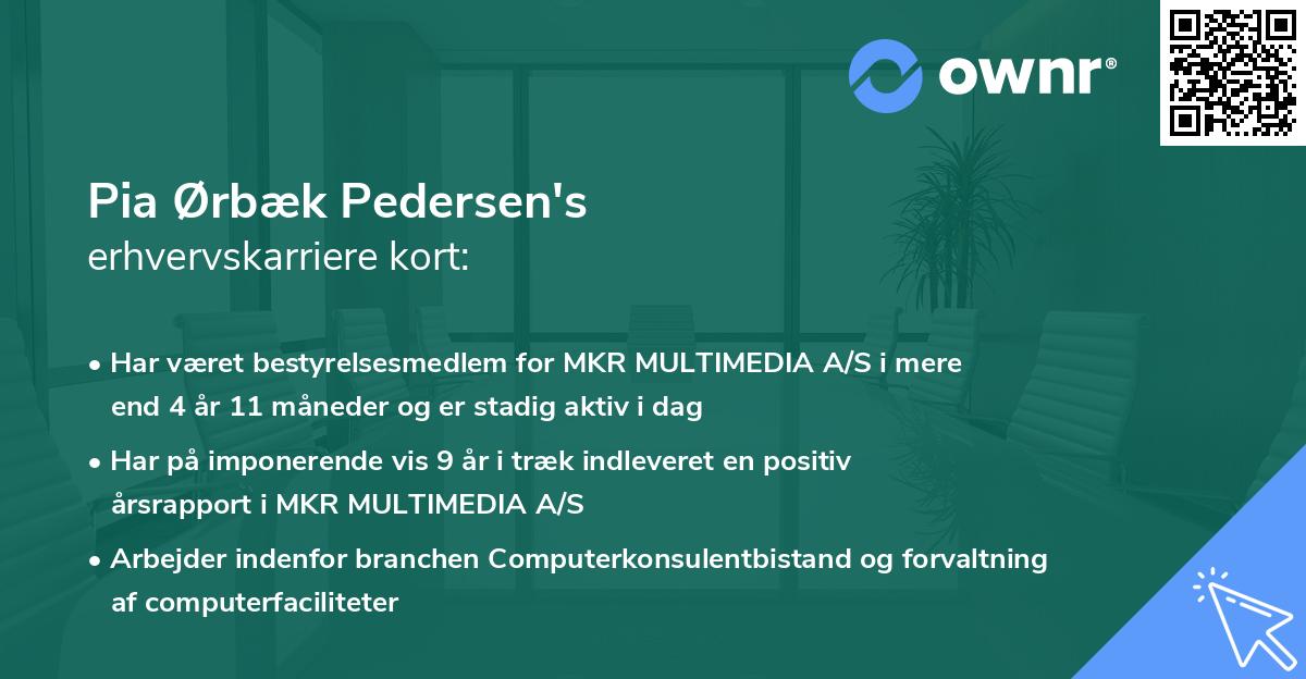 Pia Ørbæk Pedersen's erhvervskarriere kort