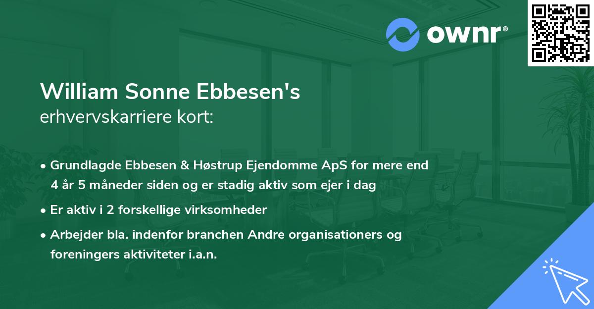 William Sonne Ebbesen's erhvervskarriere kort
