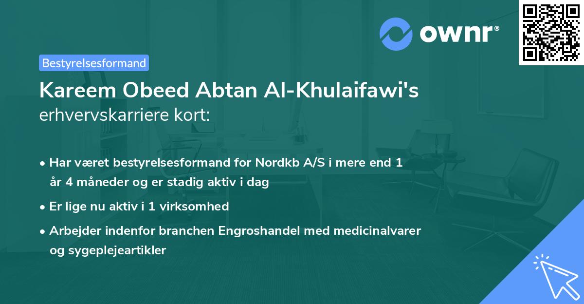 Kareem Obeed Abtan Al-Khulaifawi's erhvervskarriere kort