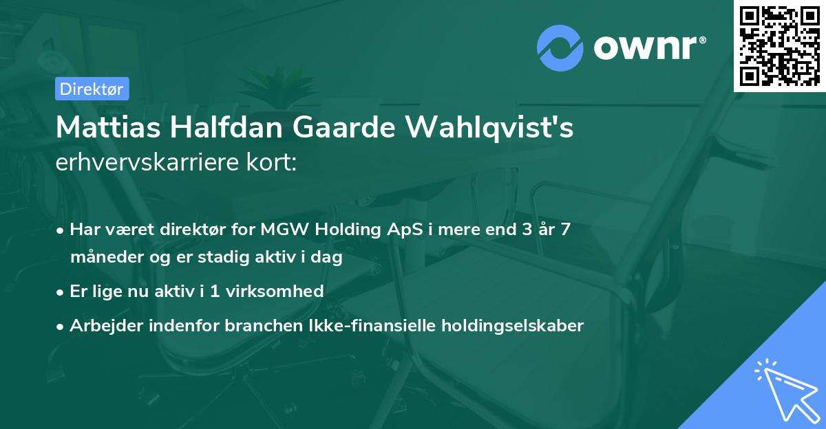 Mattias Halfdan Gaarde Wahlqvist's erhvervskarriere kort