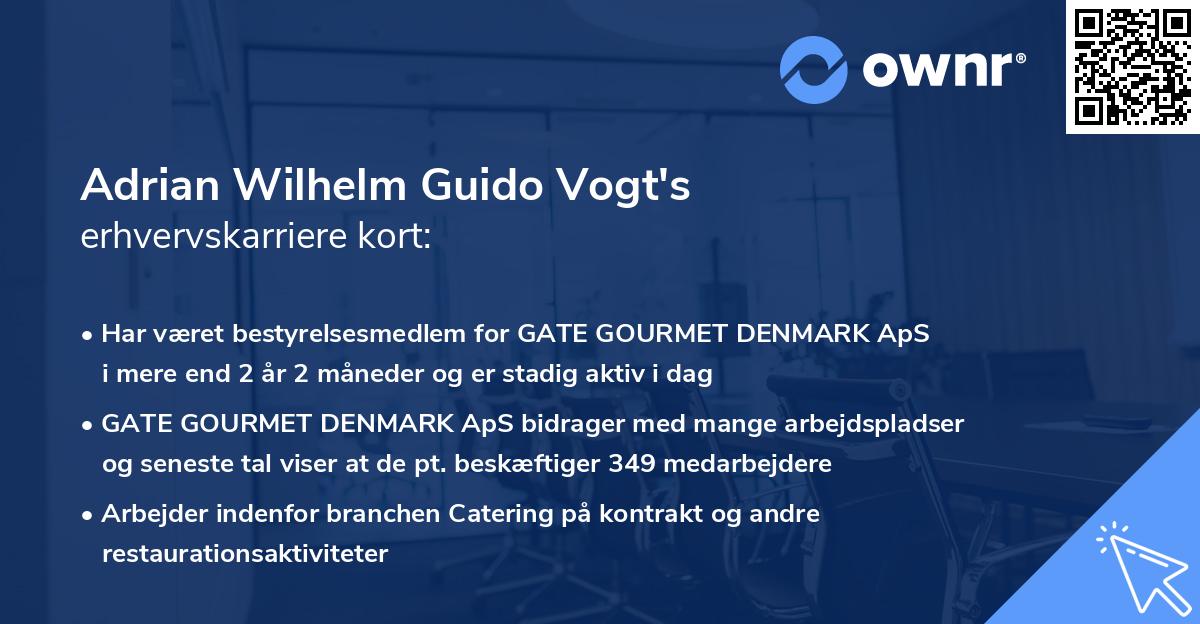 Adrian Wilhelm Guido Vogt's erhvervskarriere kort