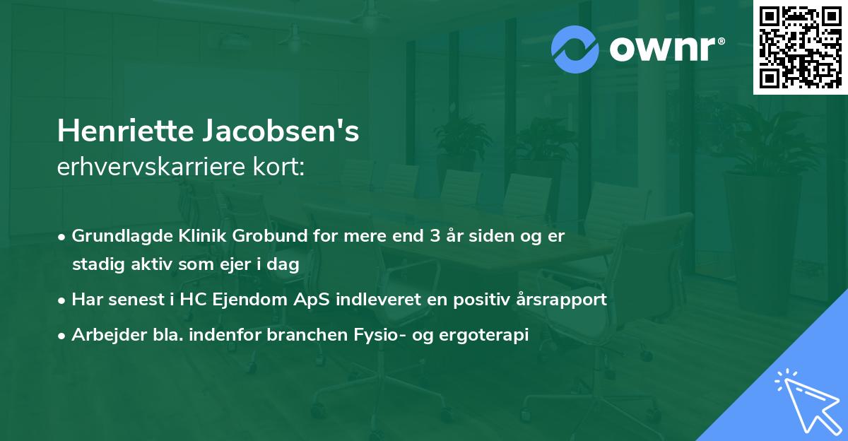 Henriette Jacobsen's erhvervskarriere kort