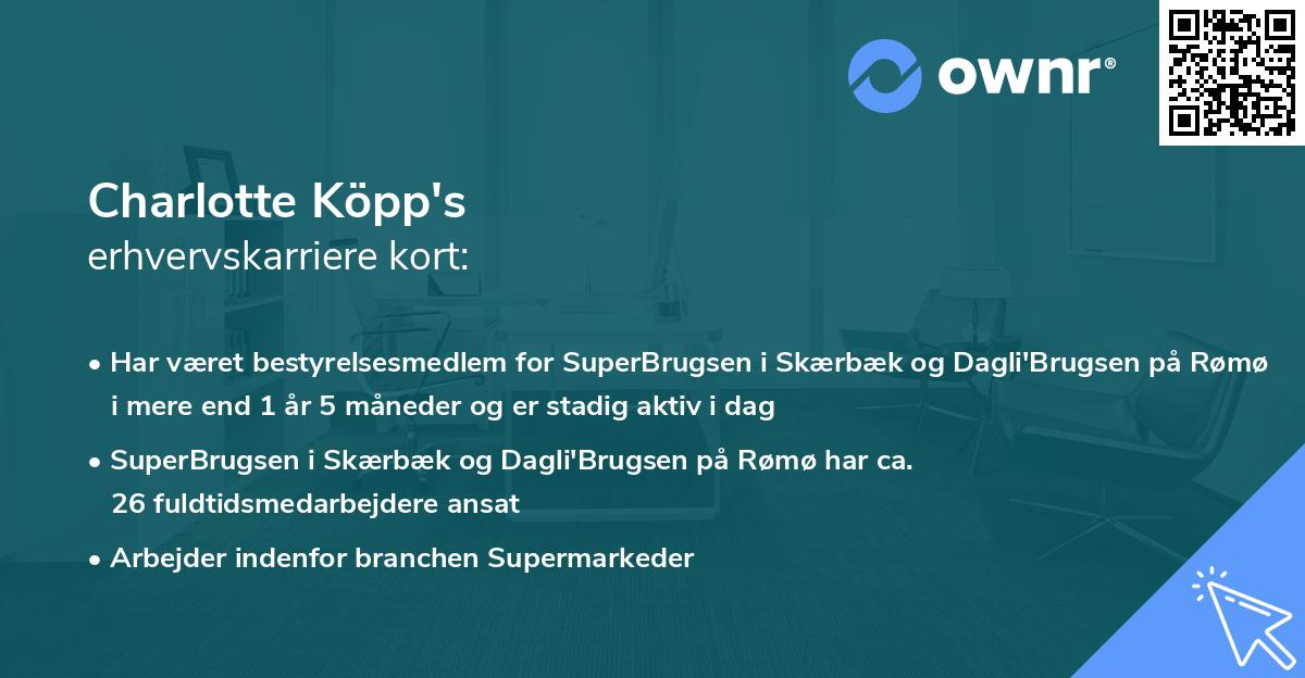 Charlotte Köpp's erhvervskarriere kort