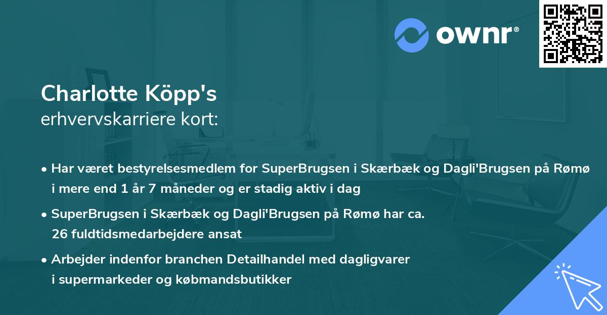 Charlotte Köpp's erhvervskarriere kort