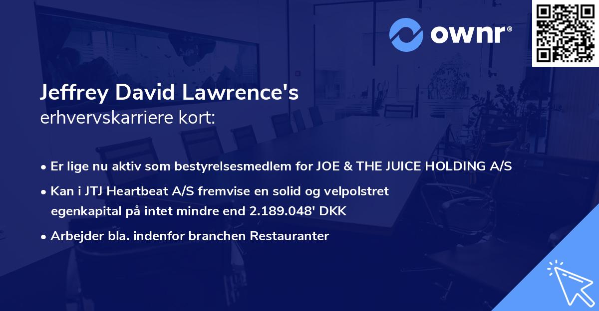 Jeffrey David Lawrence's erhvervskarriere kort