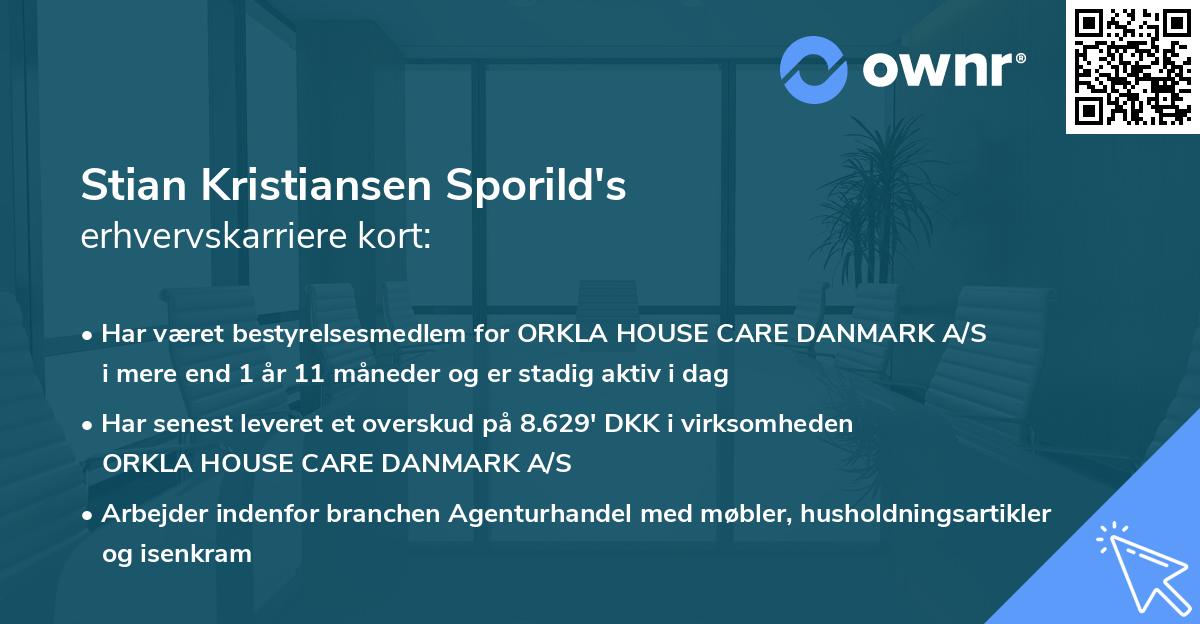Stian Kristiansen Sporild's erhvervskarriere kort