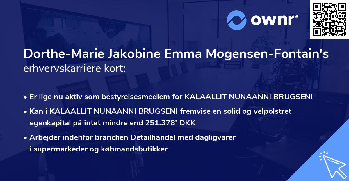 Dorthe-Marie Jakobine Emma Mogensen-Fontain's erhvervskarriere kort