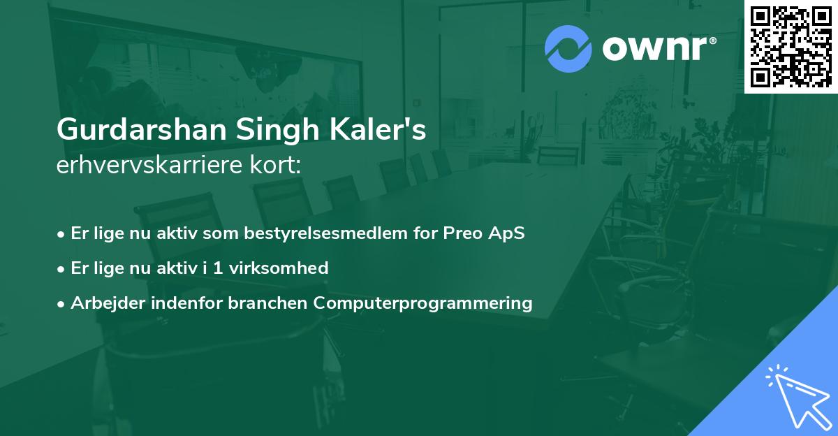 Gurdarshan Singh Kaler's erhvervskarriere kort