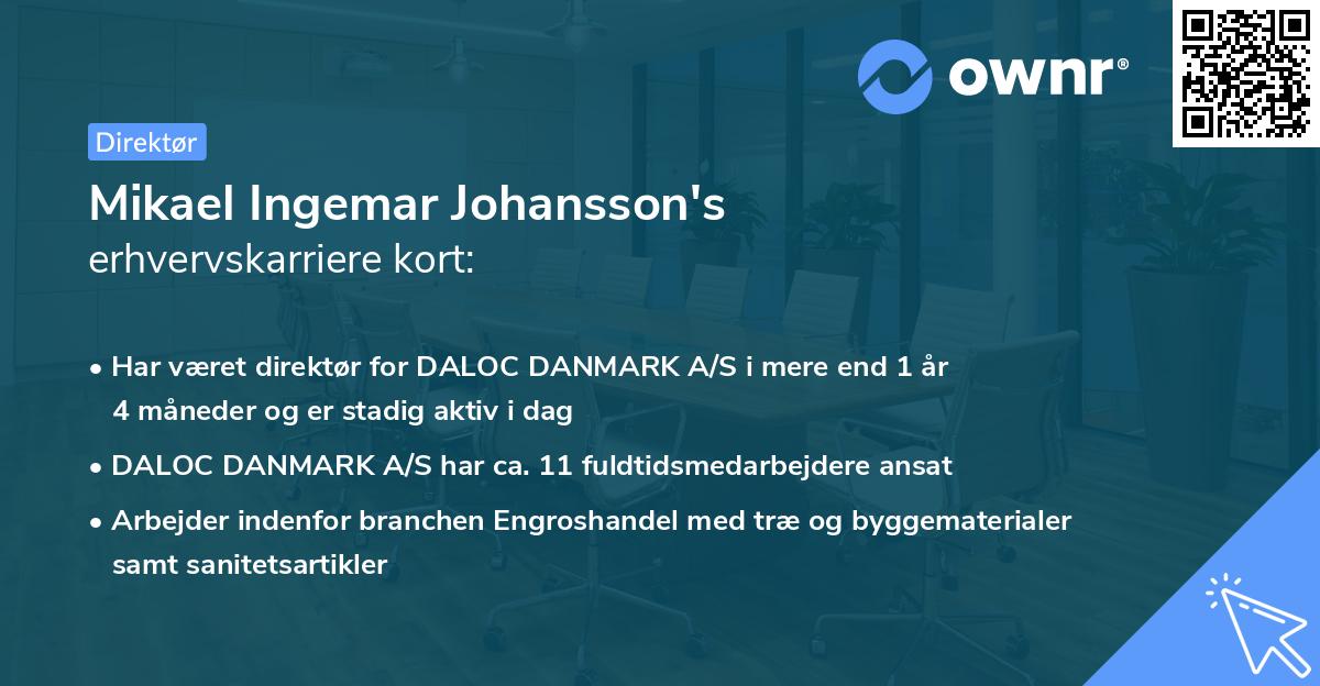Mikael Ingemar Johansson's erhvervskarriere kort