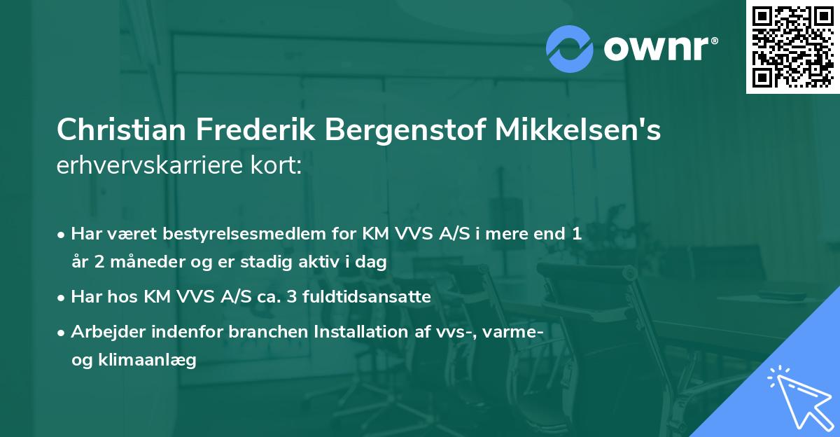 Christian Frederik Bergenstof Mikkelsen's erhvervskarriere kort