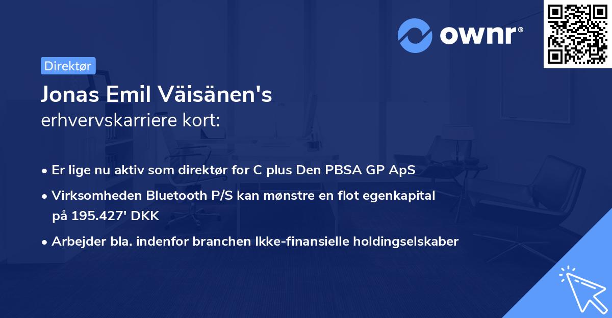 Jonas Emil Väisänen's erhvervskarriere kort