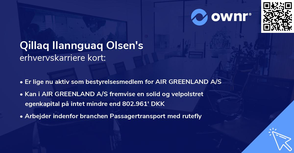 Qillaq Ilannguaq Olsen's erhvervskarriere kort