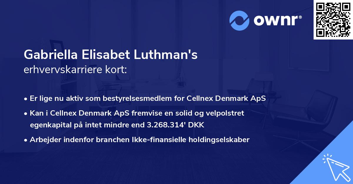 Gabriella Elisabet Luthman's erhvervskarriere kort
