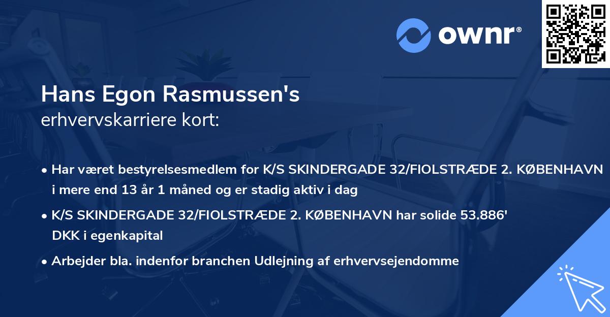 Hans Egon Rasmussen's erhvervskarriere kort