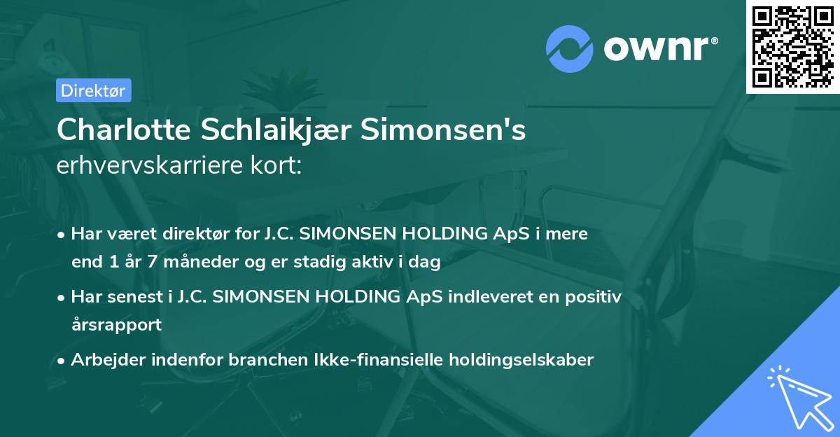 Charlotte Schlaikjær Simonsen's erhvervskarriere kort