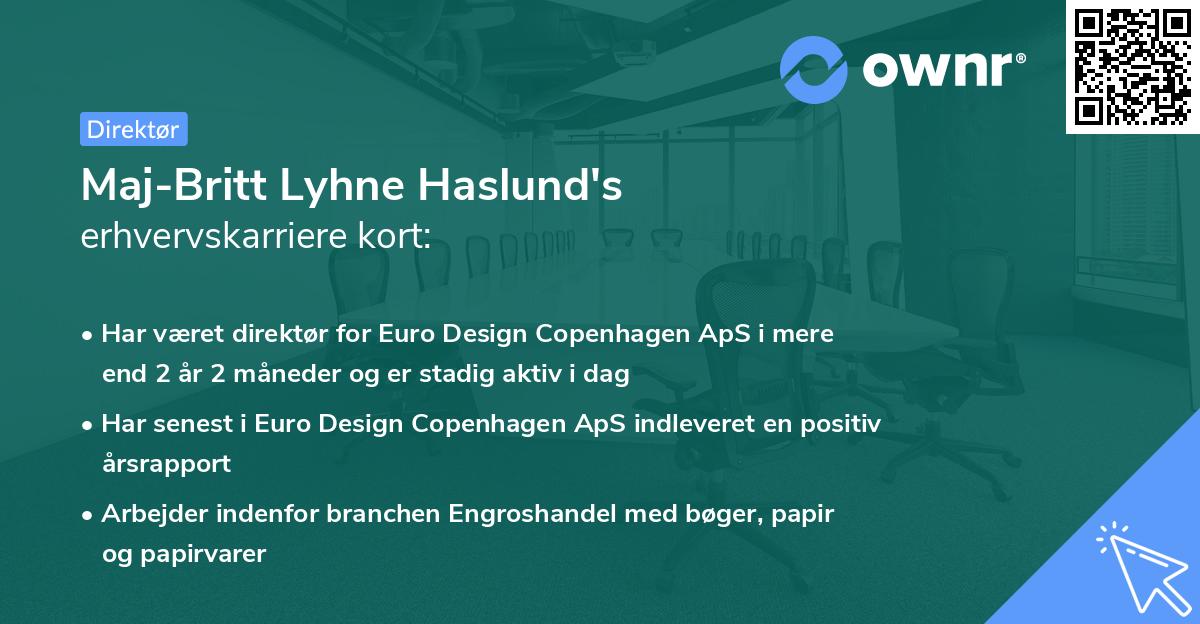 Maj-Britt Lyhne Haslund's erhvervskarriere kort