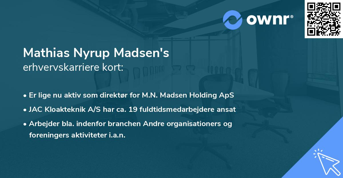 Mathias Nyrup Madsen's erhvervskarriere kort