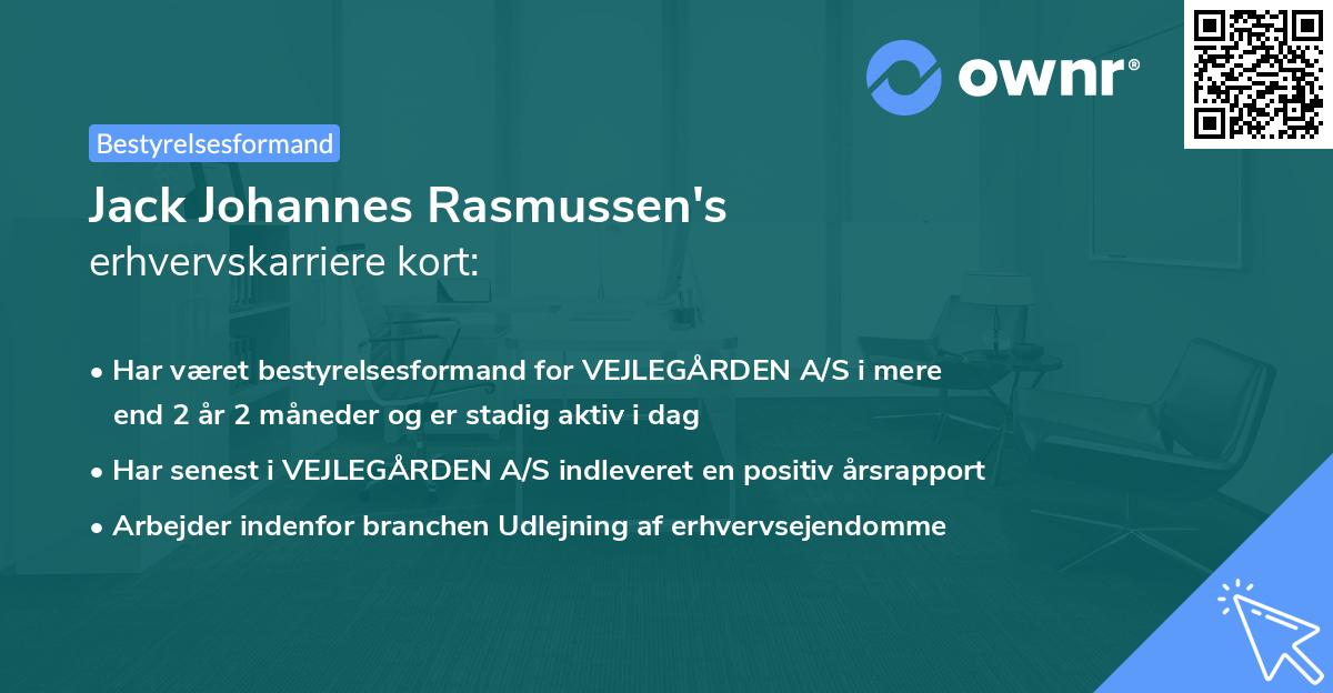 Jack Johannes Rasmussen's erhvervskarriere kort