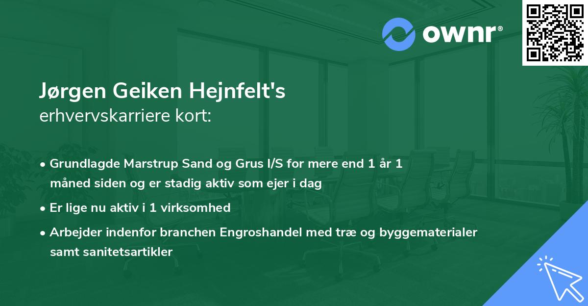 Jørgen Geiken Hejnfelt's erhvervskarriere kort