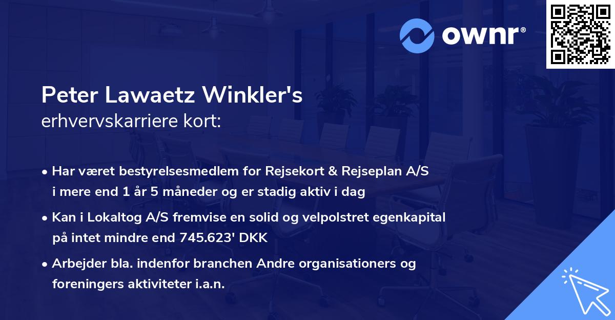Peter Lawaetz Winkler's erhvervskarriere kort