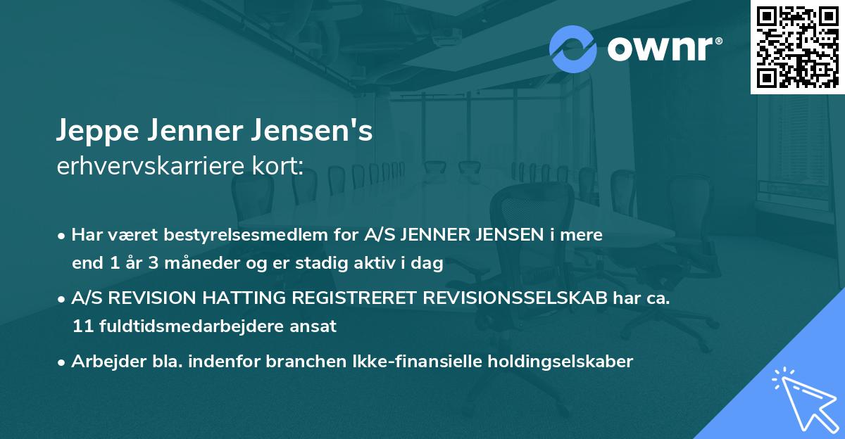 Jeppe Jenner Jensen's erhvervskarriere kort