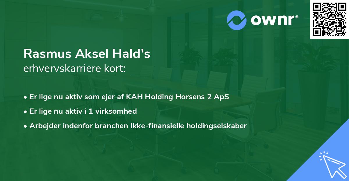Rasmus Aksel Hald's erhvervskarriere kort