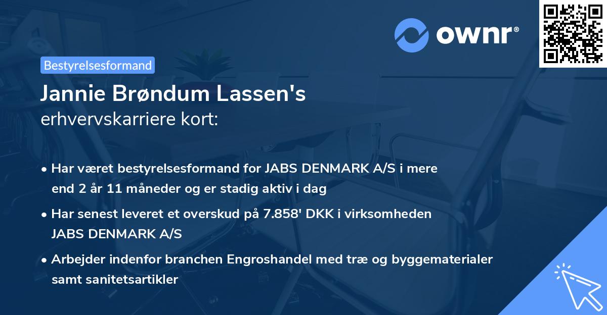 Jannie Brøndum Lassen's erhvervskarriere kort