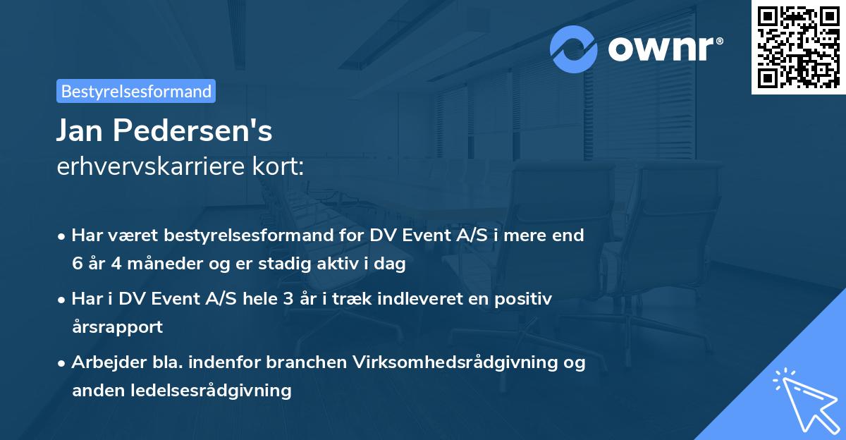Jan Pedersen's erhvervskarriere kort