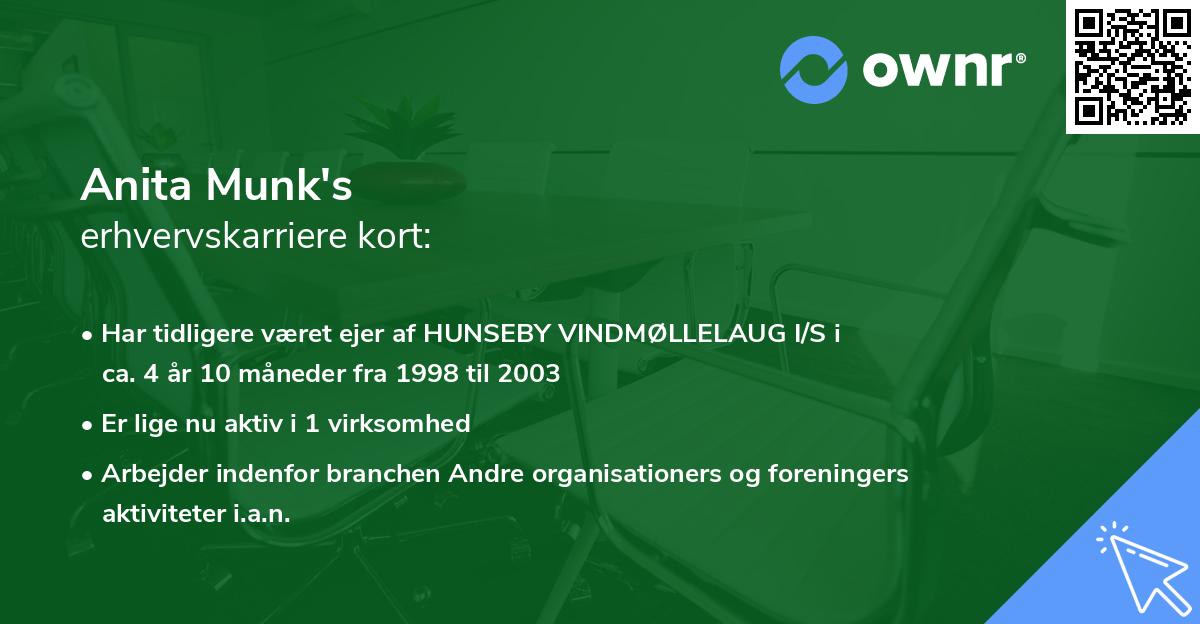 Anita Munk's erhvervskarriere kort