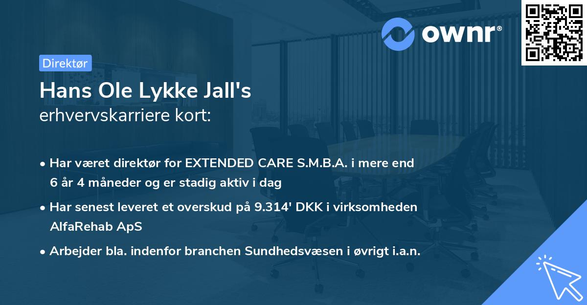 Hans Ole Lykke Jall's erhvervskarriere kort