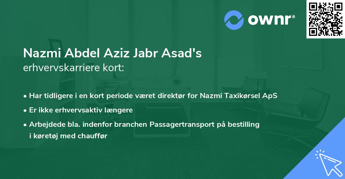 Nazmi Abdel Aziz Jabr Asad's erhvervskarriere kort
