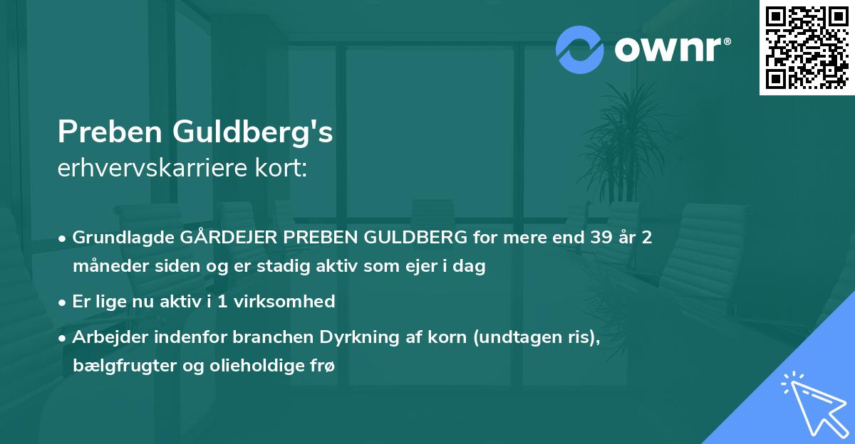 Preben Guldberg's erhvervskarriere kort