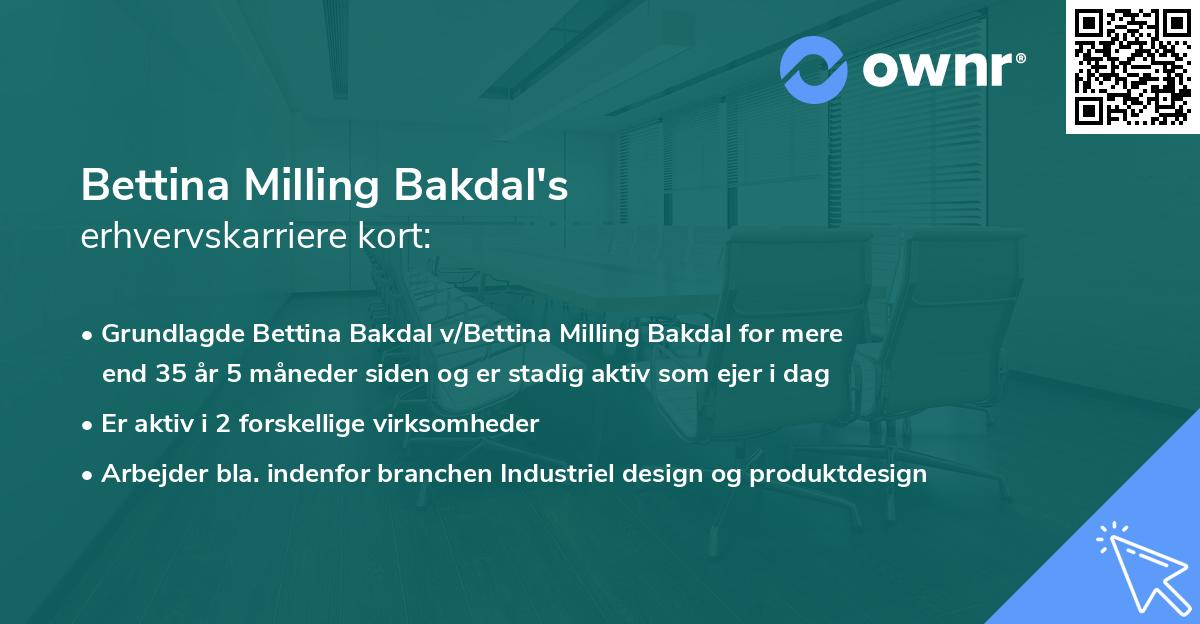 Bettina Milling Bakdal's erhvervskarriere kort