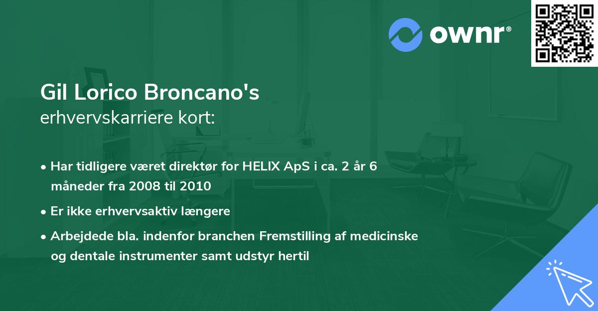 Gil Lorico Broncano's erhvervskarriere kort