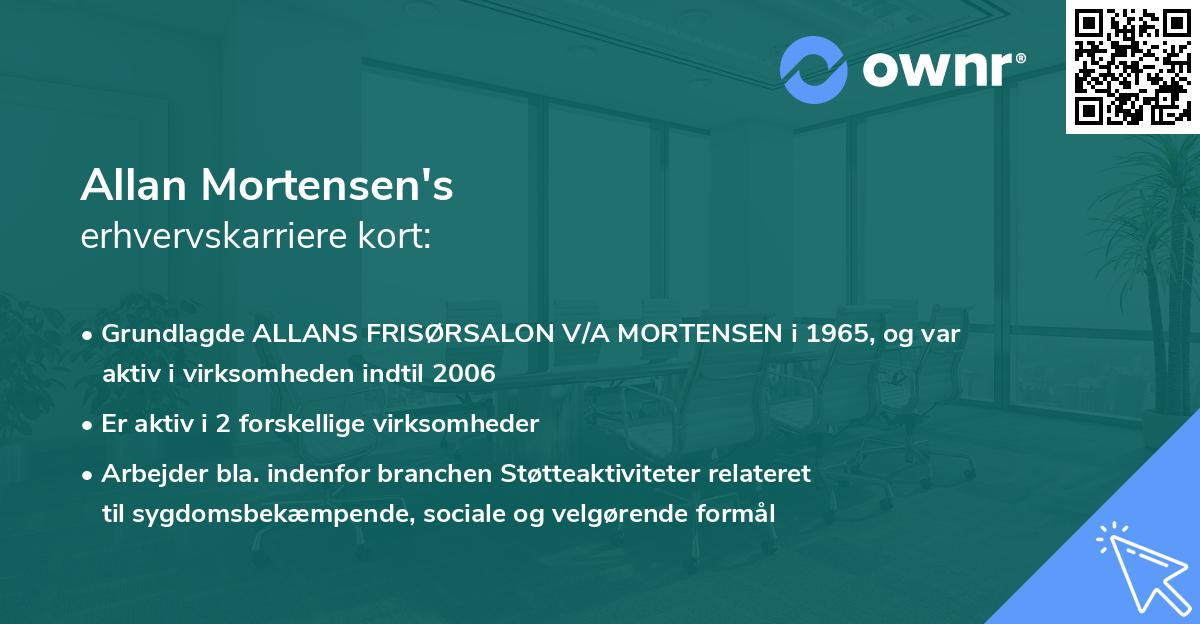 Allan Mortensen's erhvervskarriere kort