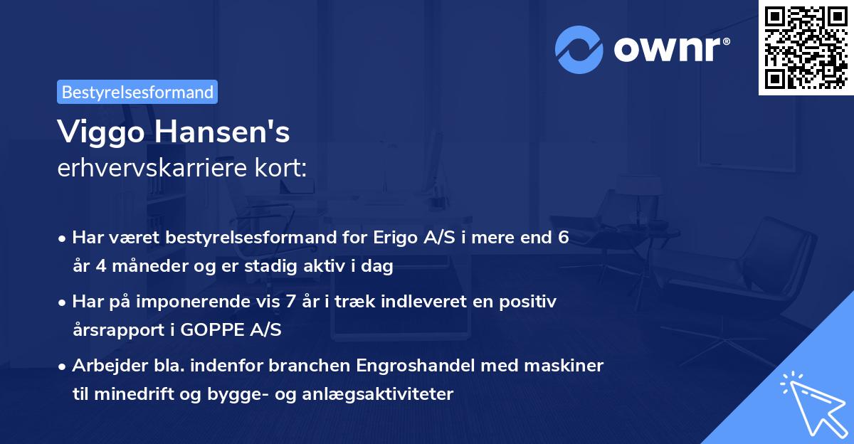 Viggo Hansen's erhvervskarriere kort