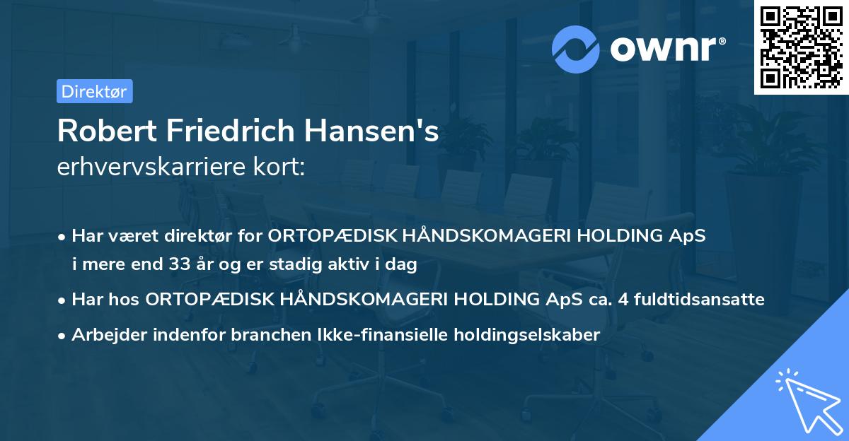 Robert Friedrich Hansen's erhvervskarriere kort